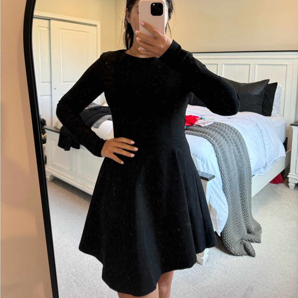 Lulus - Black Long Sleeve Skater Dress